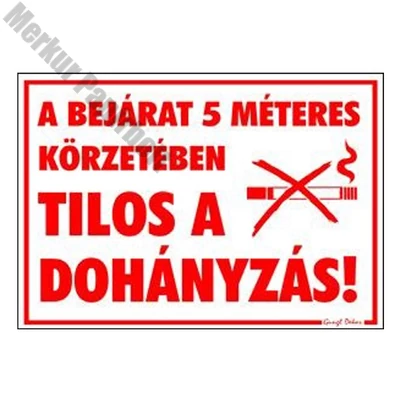Piktogram A bejárat 5m-es körzetében tilos a dohányzás!piros