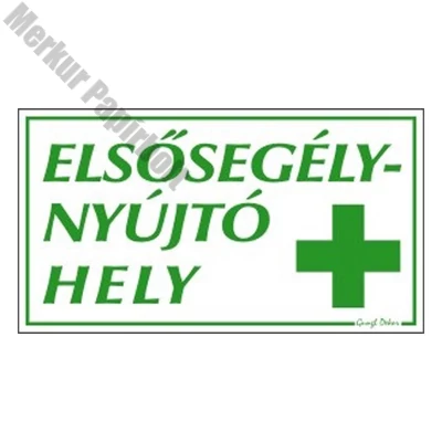 Piktogram Elsősegélynyújtó hely (fehér alapon zöld)