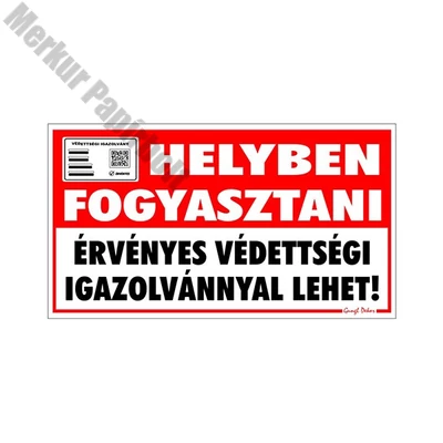 Piktogram Helyben fogyasztani érvényes védettségi igazolvánnyal lehet "C"