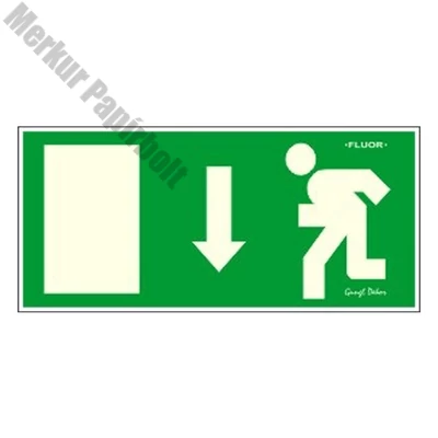 Piktogram Menekülési irány le zöld (FLUOR.)