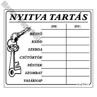Piktogram Nyitva tartás /számokkal/ 7 napos fehér