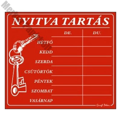 Piktogram Nyitva tartás /számokkal/ 7 napos piros
