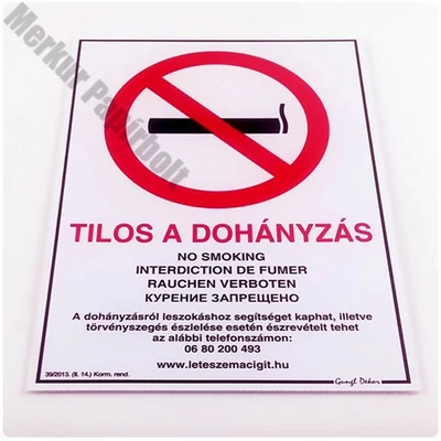 Piktogram Tilos a dohányzás! többnyelvű fehér új