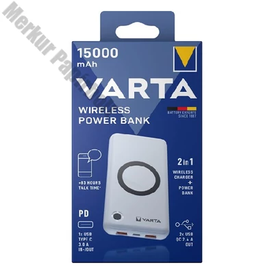 Powerbank VARTA Portable Wireless + vezeték nélküli töltő 15.000 mAh