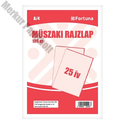 Rajzlap műszaki FORTUNA A/4 180 g 25 íves
