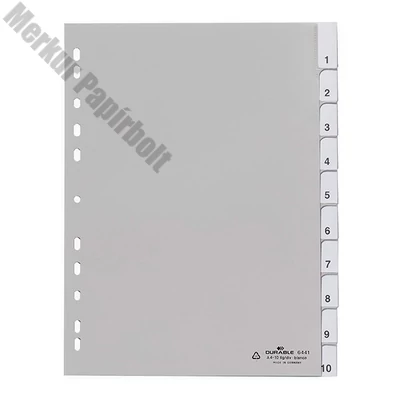 Regiszter DURABLE műanyag A/4 1-10 részes szürke