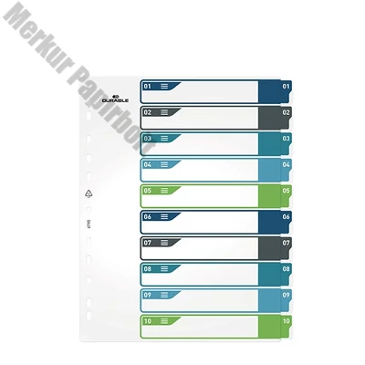 Regiszter DURABLE műanyag A/4 maxi 1-10 színes