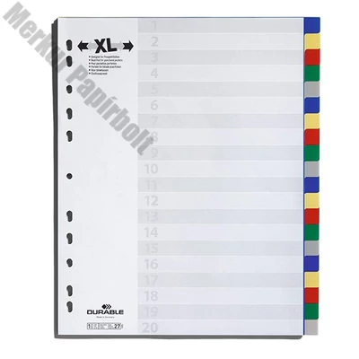 Regiszter DURABLE műanyag A/4 maxi 20 színes + index fülek