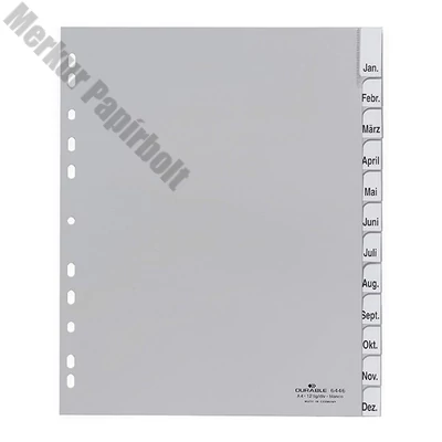 Regiszter DURABLE műanyag A/4 maxi Jan-Dec 12 részes szürke