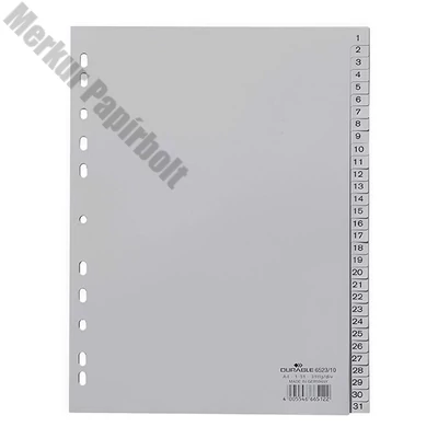Regiszter DURABLE műanyag nyomtatott A/4 1-31 részes szürke