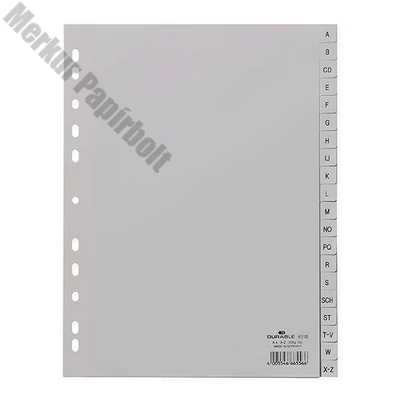 Regiszter DURABLE műanyag nyomtatott A/4 A-Z 20 részes szürke