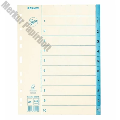 Regiszter ESSELTE A/4 karton 1-10