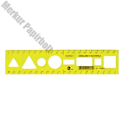 Sablon vonalzó OPTIMA hajlékony sárga 20cm