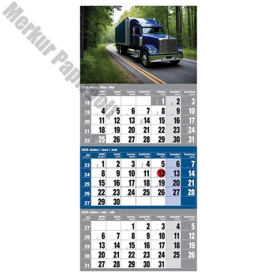 Speditőr naptár REALSYSTEM 1 tömbös 3 havi kék Kamion 2026.