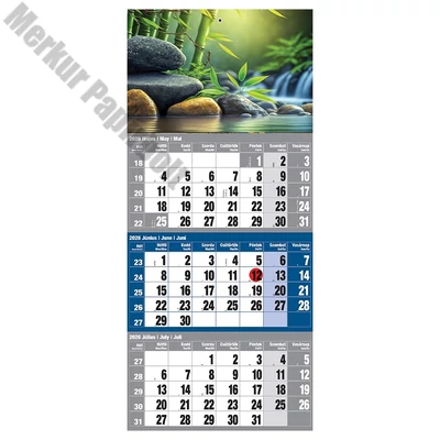 Speditőr naptár REALSYSTEM 1 tömbös 3 havi kék Meditáció 2026.