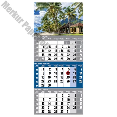 Speditőr naptár REALSYSTEM 1 tömbös 3 havi kék Sziget 2026.