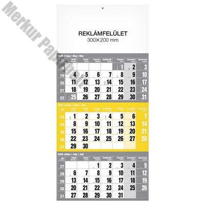 Speditőr naptár REALSYSTEM 1 tömbös 3 havi sárga üres fejrész 2026.