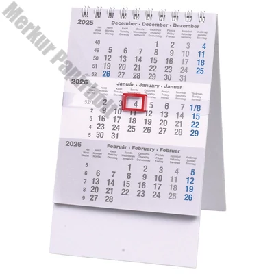 Speditőr naptár REALSYSTEM álló asztali mini 3 havi fehér lapos 2026.