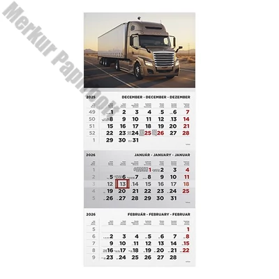 Speditőr naptár TOPTIMER T072 1 tömbös 3 havi Kamion 2026.