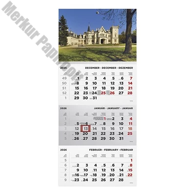 Speditőr naptár TOPTIMER T072 1 tömbös 3 havi Kastély 2026.