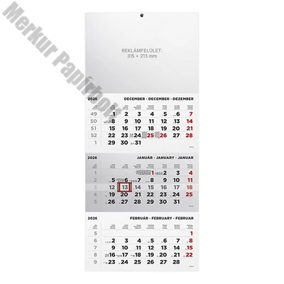 Speditőr naptár TOPTIMER T072 1 tömbös 3 havi üres fejrész 2026.