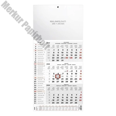 Speditőr naptár TOPTIMER T077 1 tömbös 3 havi üres fejrész névnapokkal  2026.