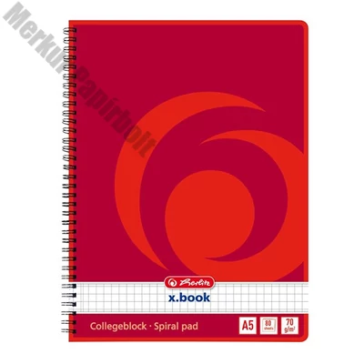 Spirálfüzet kockás HERLITZ A/5 80 lapos perforált lyukasztott