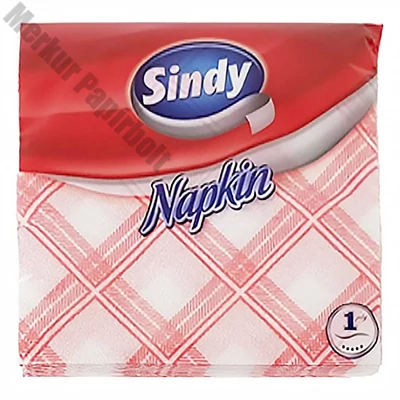 Szalvéta SINDY 1 rétegű 45 lapos 33x33 cm piros kockás