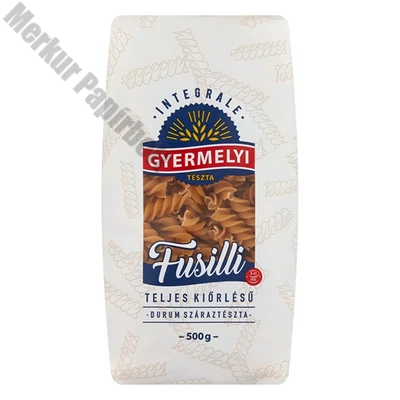 Száraztészta fusilli GYERMELYI teljes kiőrlésű durum 500 g