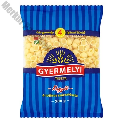 Száraztészta kagyló GYERMELYI 4 tojásos 500 g