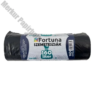 Szemeteszsák FORTUNA 160L fekete 80x120 cm 10 darabos