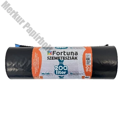 Szemeteszsák FORTUNA 200L fekete 95x120 cm 10 darabos