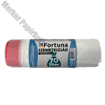 Szemeteszsák FORTUNA 70L húzózáras fehér 65x70 cm 15 darabos