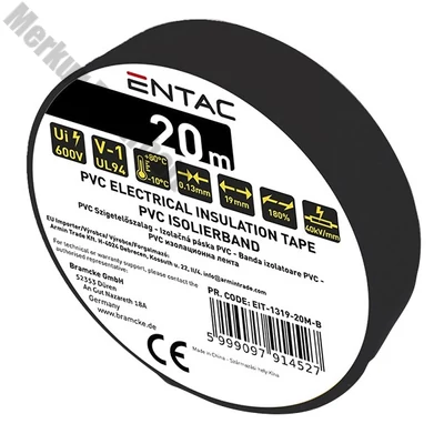 Szigetelőszalag ENTAC 19mmx20m fekete