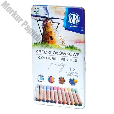 Színes ceruza ASTRA hengeres fémdobozos 12 színű
