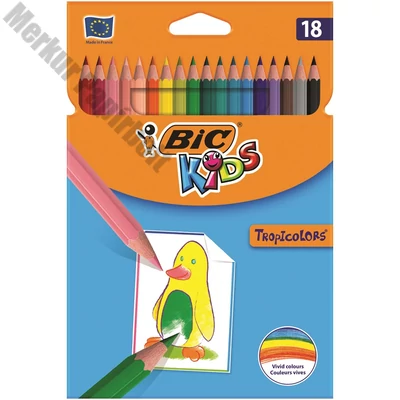 Színes ceruza BIC Kids Tropicolors hatszögletű 18 darabos