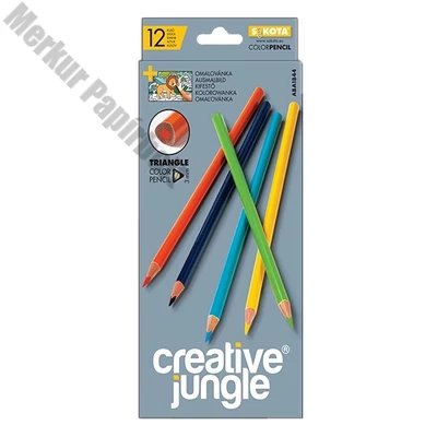 Színes ceruza CREATIVE JUNGLE grey háromszögletű 12 darabos