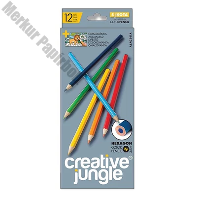 Színes ceruza CREATIVE JUNGLE grey hatszögletű 12 darabos