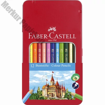 Színes ceruza FABER-CASTELL hatszögletű fémdobozos 12 darabos