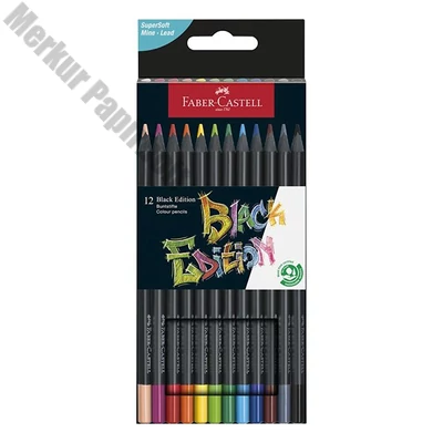 Színes ceruza FABER-CASTELL Black Edition fekete testű 12 darabos