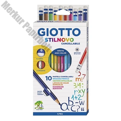 Színes ceruza GIOTTO hegyezővel, radírral 10 darabos