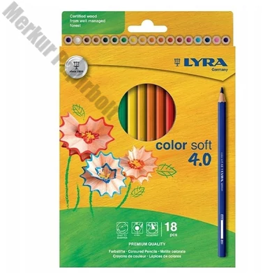 Színes ceruza LYRA Color Soft 4.0 extra puha élénk lágy színek 18 darabos
