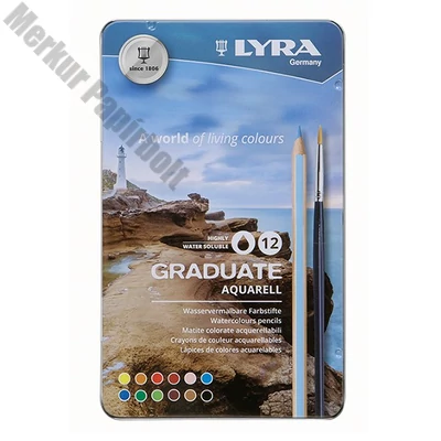 Színes ceruza LYRA Graduate Aquarell hatszögletű fémdoboz 12 darabos