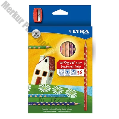 Színes ceruza LYRA Groove Slim háromszögletű 36 darabos+hegyező