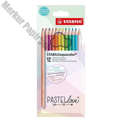 Színes ceruza STABILO Aquacolor pastellove hatszögletű 12 darabos
