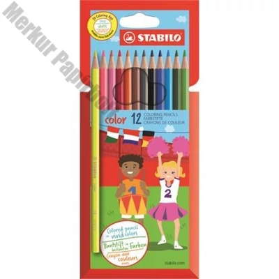 Színes ceruza STABILO Color Swano hatszögletű 12 darabos
