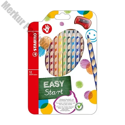 Színes ceruza STABILO Easycolors háromszögletű jobbkezes 12 darabos