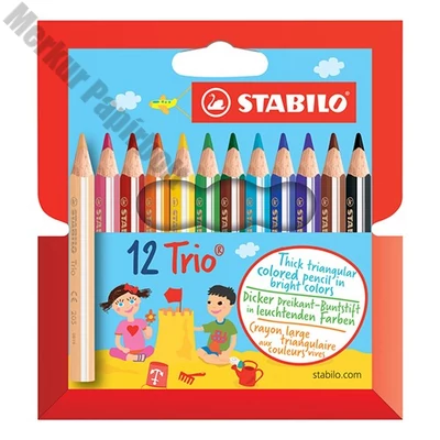 Színes ceruza STABILO Trio thick háromszögletű rövid 12 darabos