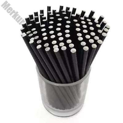 Szívószál papír fekete  6mmx230mm 100 darabos