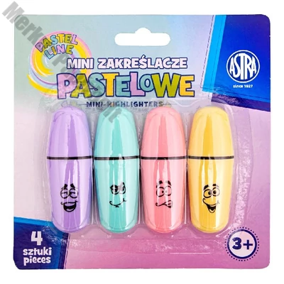 Szövegkiemelő ASTRA mini pasztell 4 szín/bliszter